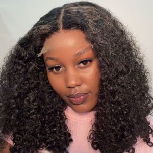 curly wig 14 inch black 5x5 hd