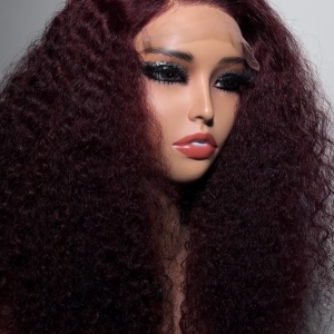 curly wig 18 inch maroon 5x5