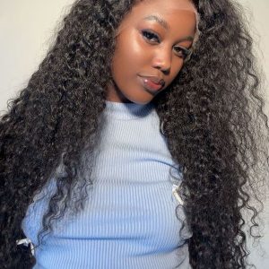 deep wave curly wig 28 inch black 13x6